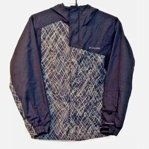 Columbia Youth Boys Size 14-16 Hooded Windbreaker Jacket SHELL only Black/Gray